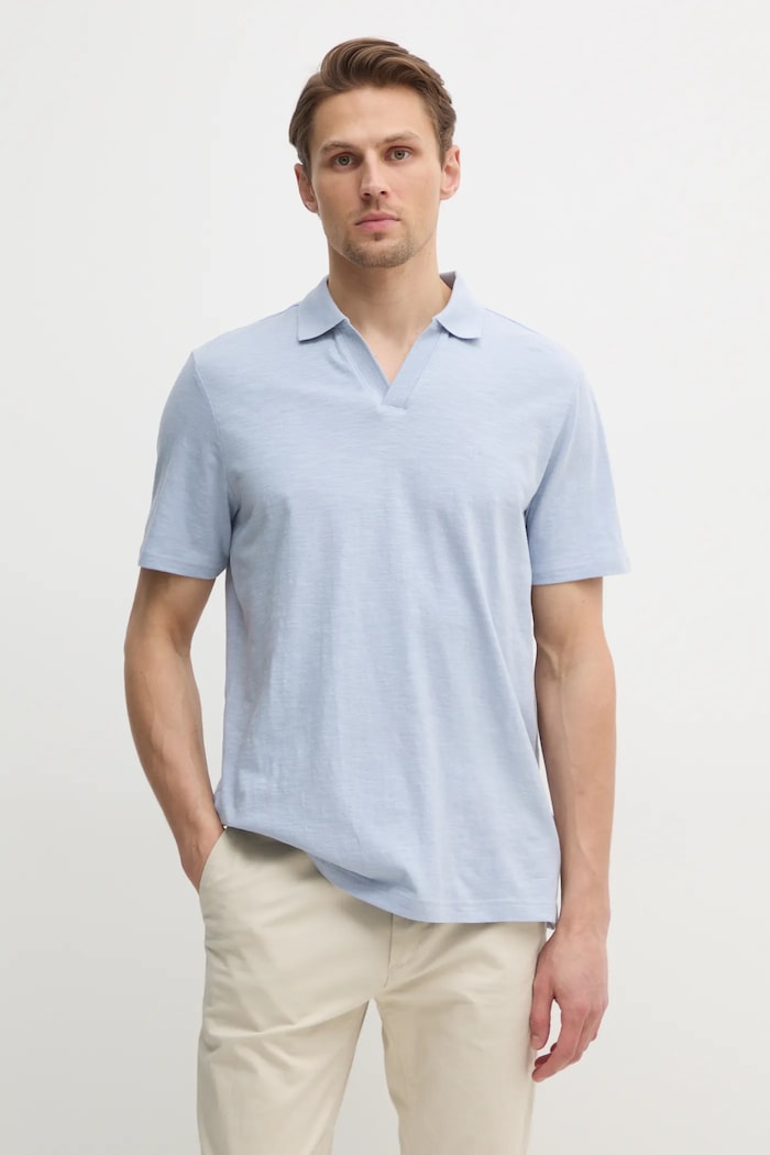 Polo majica s dodatkom lana Calvin Klein Planet friendly plava K10K114136