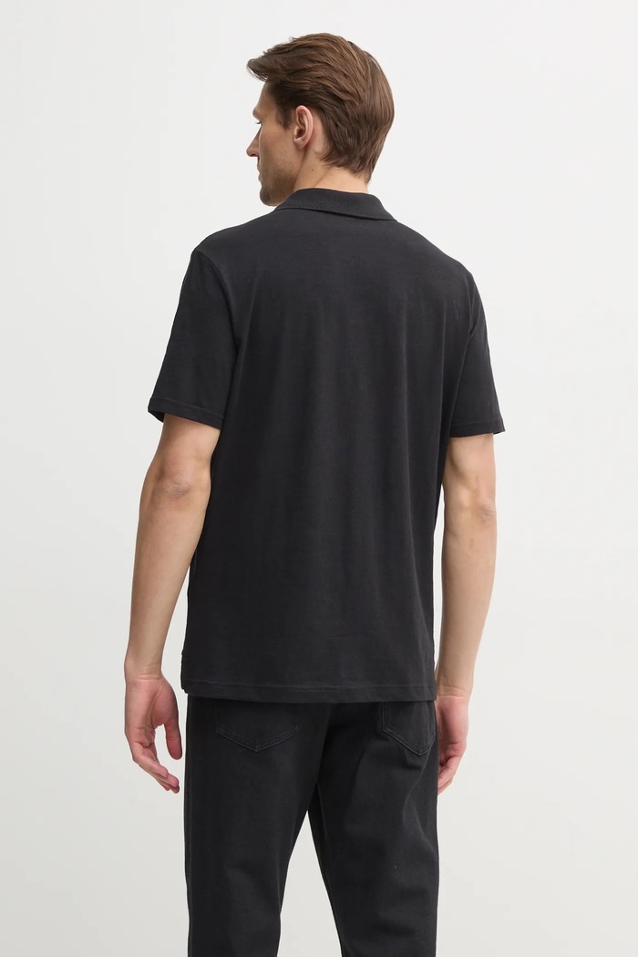Odzież Calvin Klein polo z domieszką lnu K10K114136 czarny