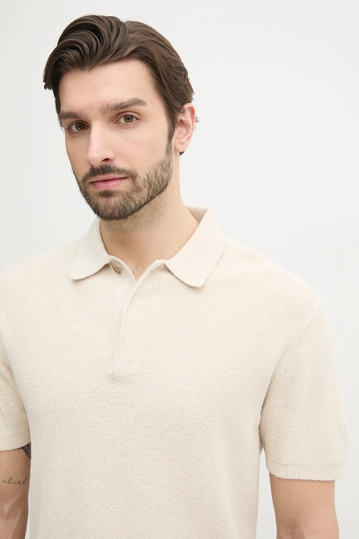 Calvin Klein polo con aggiunta di lino beige K10K114463
