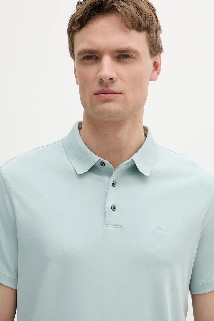 Îmbrăcăminte Calvin Klein polo bărbătesc din bumbac LV04LB276G turcoaz