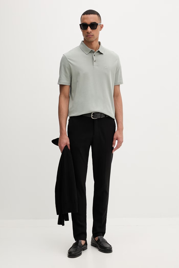 Calvin Klein polo bărbătesc din bumbac LV04LB276G verde SS26