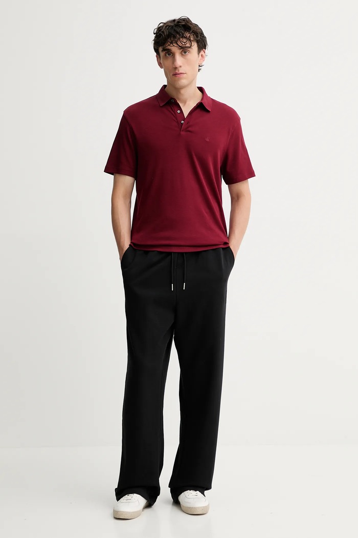 Calvin Klein polo tričko pánske bavlnené LV04LB276G burgundské SS26