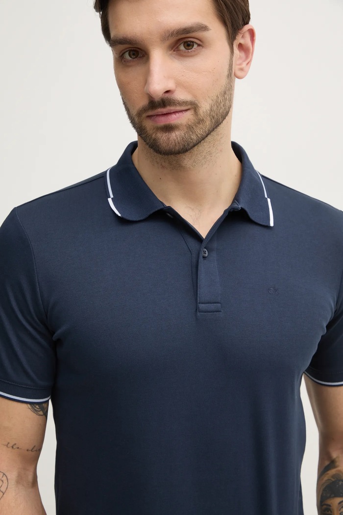 Bavlnené polo tričko Calvin Klein tmavomodrá K10K114130