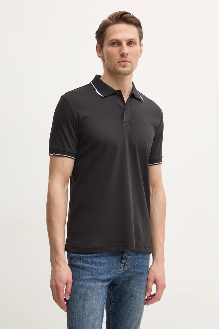 Bavlněné polo tričko Calvin Klein slim černá K10K114130