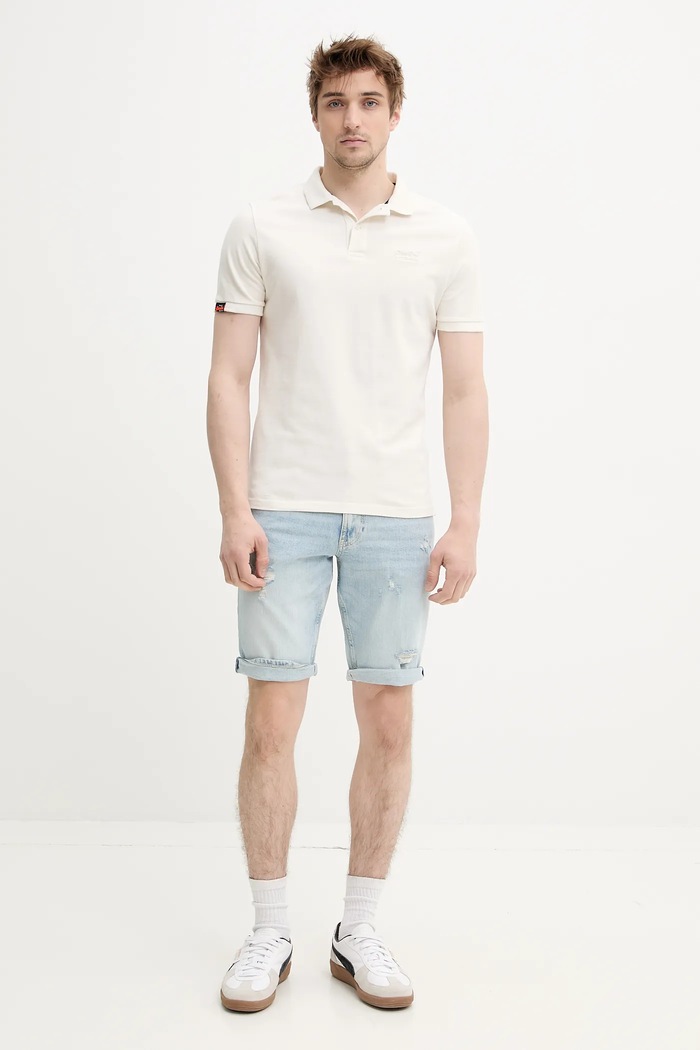 Bavlnené polo tričko Superdry M1110439A.B7G béžová SS25