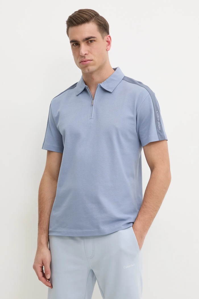 Bavlnené polo tričko Calvin Klein Jeans modrá J30J327240
