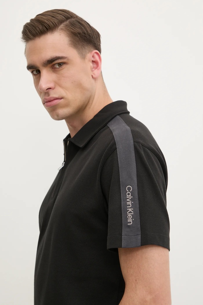 Bavlněné polo tričko Calvin Klein Jeans černá J30J327240