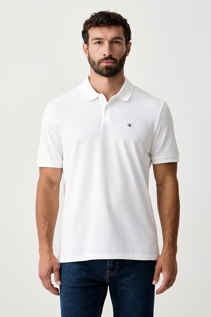 Calvin Klein Jeans Polo męskie bawełniane biały LV040EM269