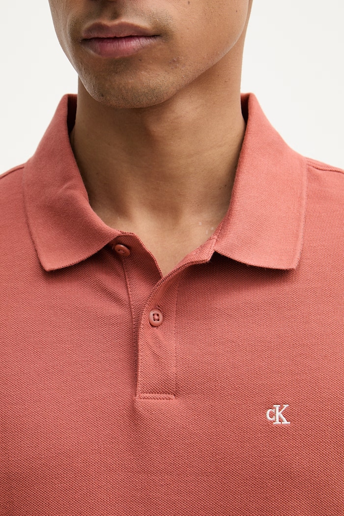 Calvin Klein Jeans polo tričko pánske bavlnené LV040EM269 oranžová