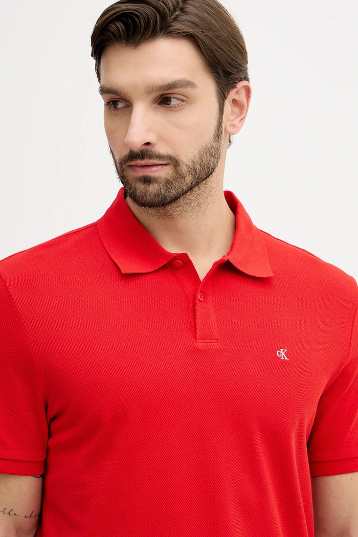 Calvin Klein Jeans polo tričko pánske bavlnené červená LV040EM269