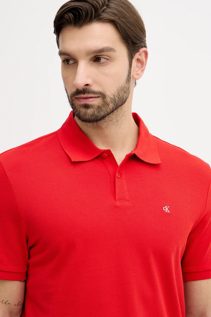 Calvin Klein Jeans polo tričko pánske bavlnené červená LV040EM269