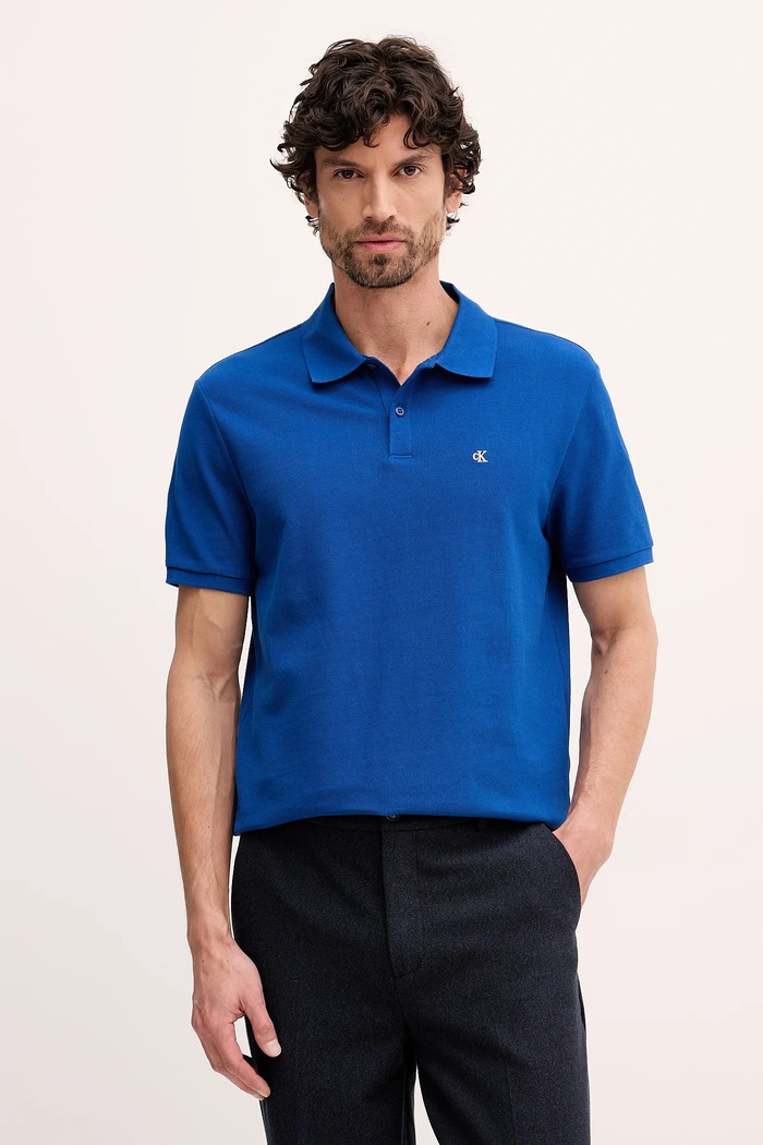 Calvin Klein Jeans Πόλο Ανδρικό βαμβακερό μπλε LV040EM269