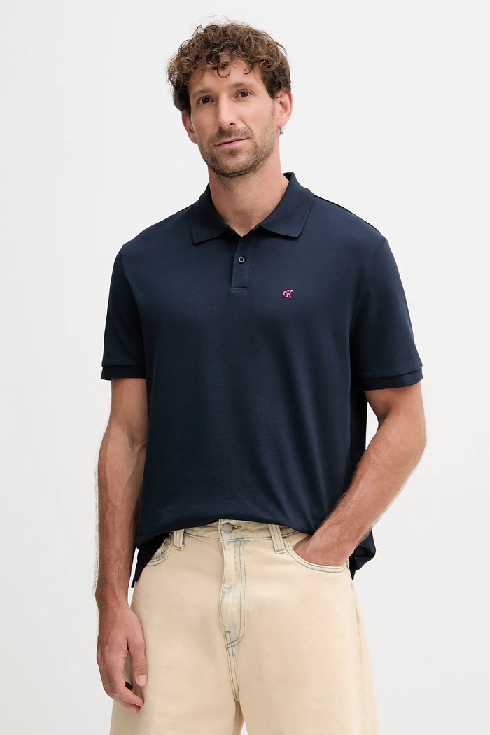 Calvin Klein Jeans polo bărbați bumbac bleumarin LV040EM269