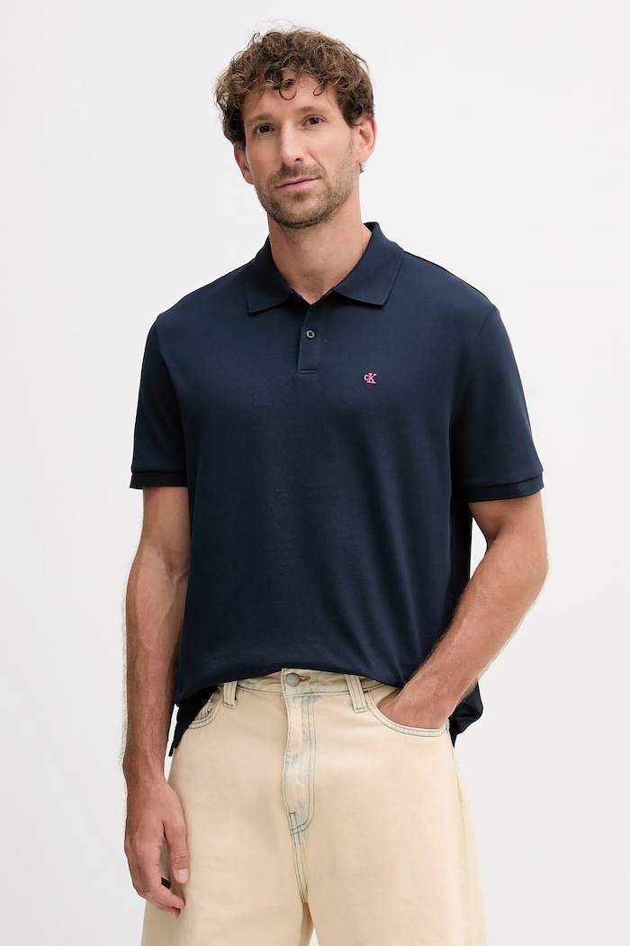 Calvin Klein Jeans polo bărbați bumbac bleumarin LV040EM269