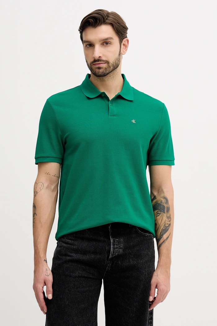 Calvin Klein Jeans Polo tričko pánske bavlnené zelená LV040EM269