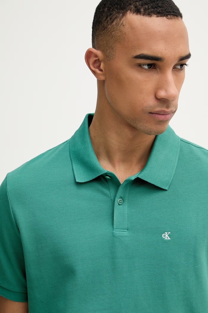Calvin Klein Jeans polo tričko pánske bavlnené zelená LV040EM269