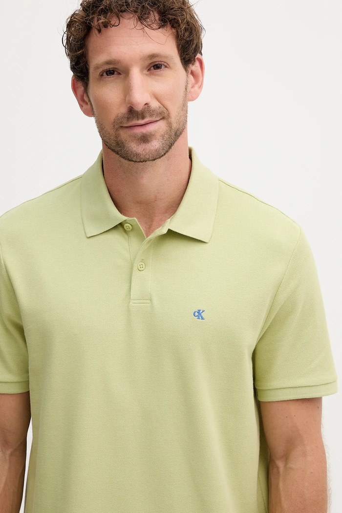 Oblečení Calvin Klein Jeans polo pánské bavlněné LV040EM269 zelená