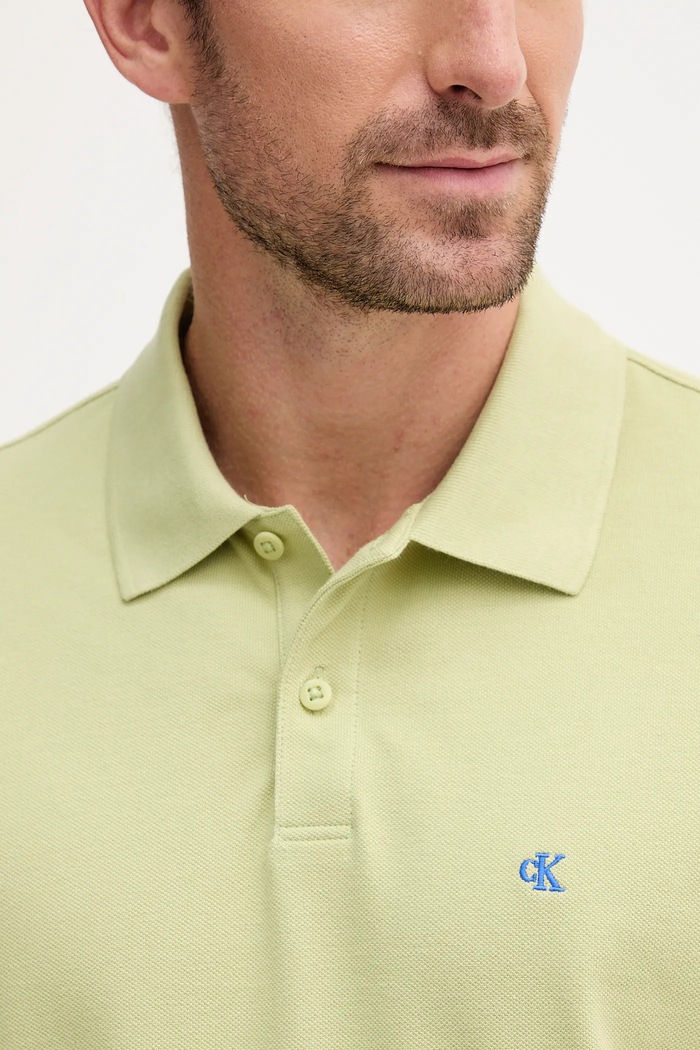 Calvin Klein Jeans polo pánské bavlněné zelená LV040EM269