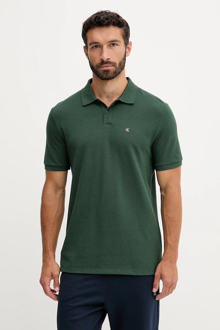 Calvin Klein Jeans polo tričko pánske bavlnené zelená LV040EM269