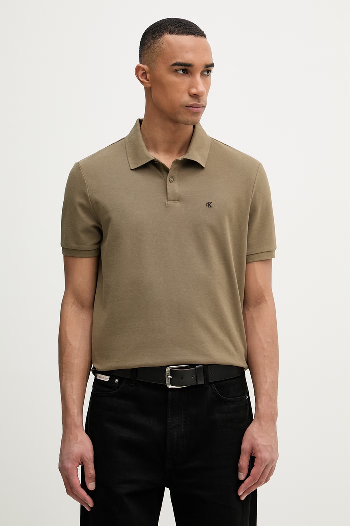 Calvin Klein Jeans Polo tričko pánske bavlnené zelená LV040EM269
