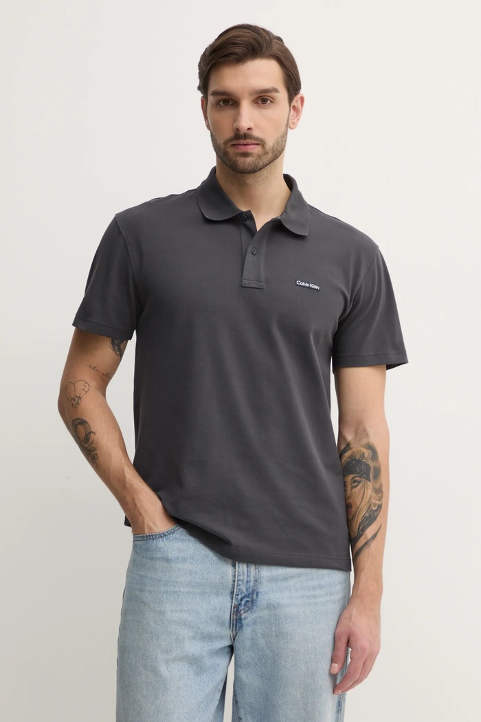Polo tričko Calvin Klein Jeans hladký šedá J30J327534