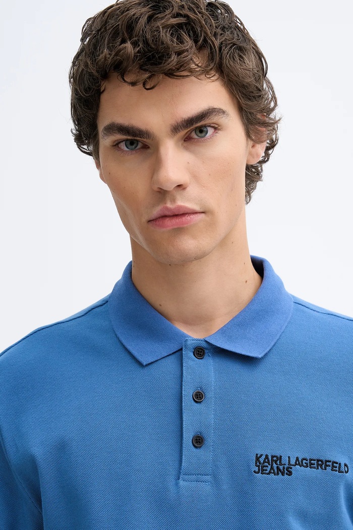 Oblečenie Karl Lagerfeld Jeans polo tričko pánske bavlnené A2M17094 modrá