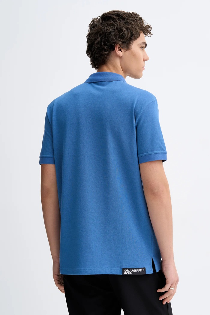 Karl Lagerfeld Jeans polo tričko pánske bavlnené modrá A2M17094