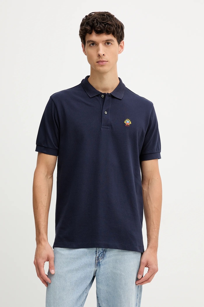 Bavlnené polo tričko Bally tmavomodrá MJE06N