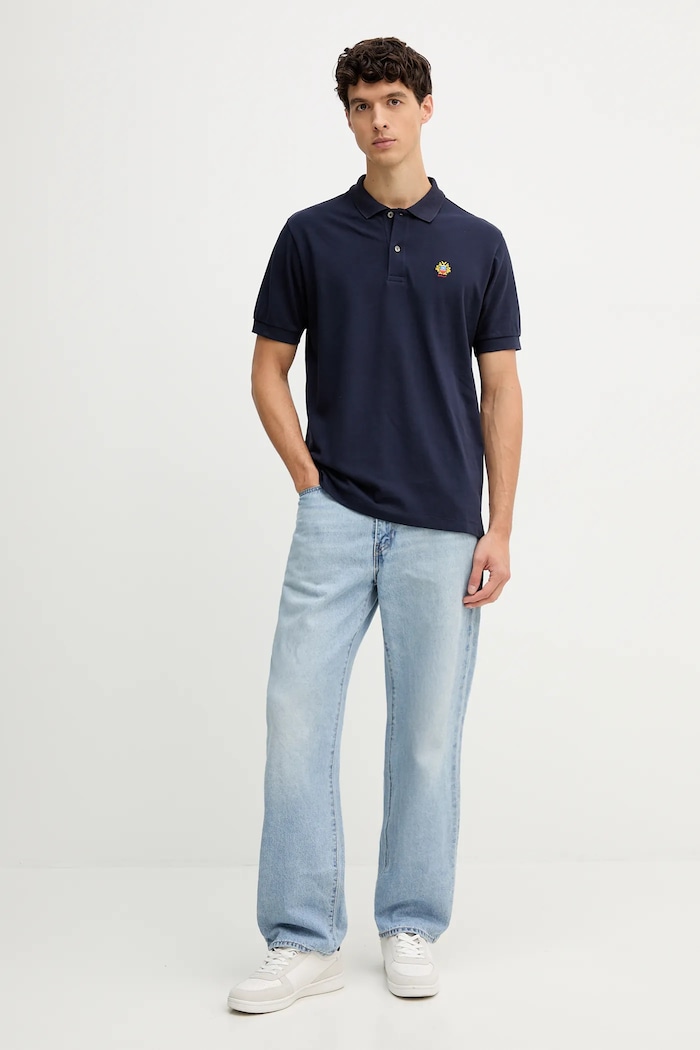 Bavlnené polo tričko Bally MJE06N tmavomodrá AW25