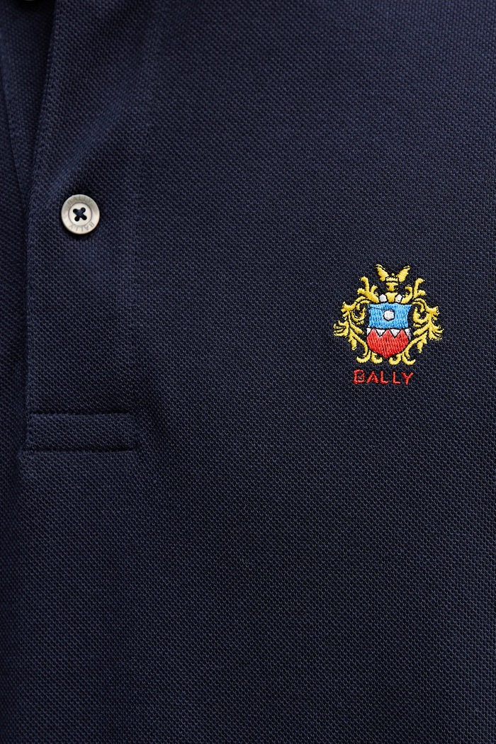 Bavlnené polo tričko Bally MJE06N tmavomodrá