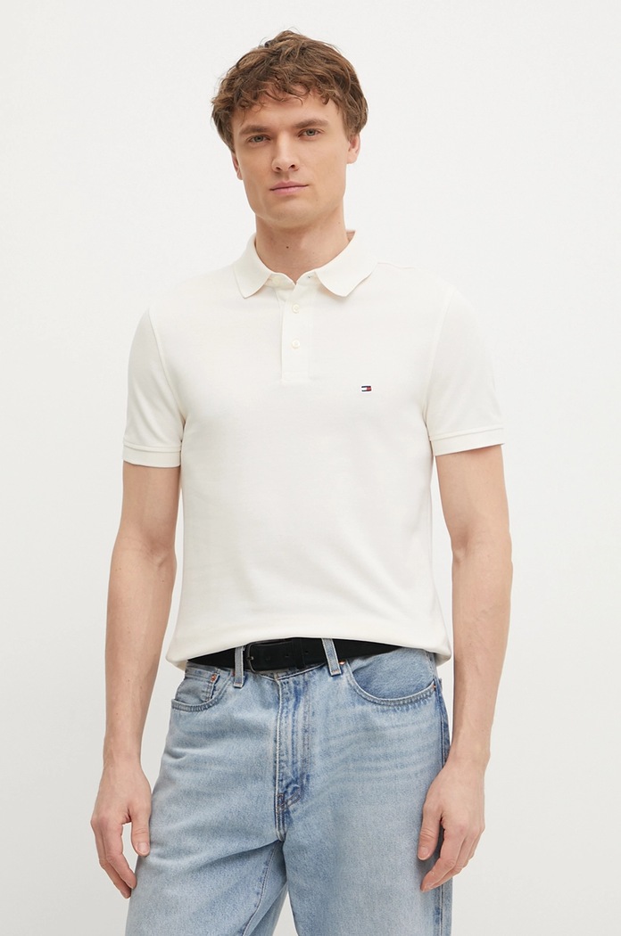 Tommy Hilfiger polo din bumbac cu elastan slim bej MW0MW17771.