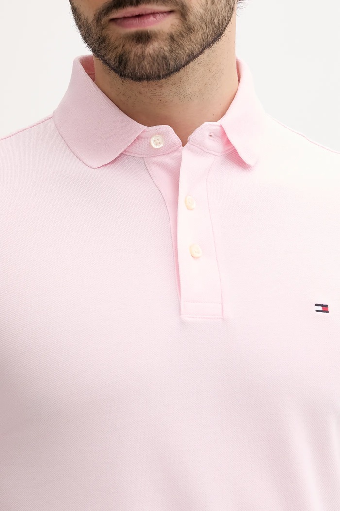 Tommy Hilfiger πόλο βαμβάκι με ελαστάν ροζ MW0MW17771.