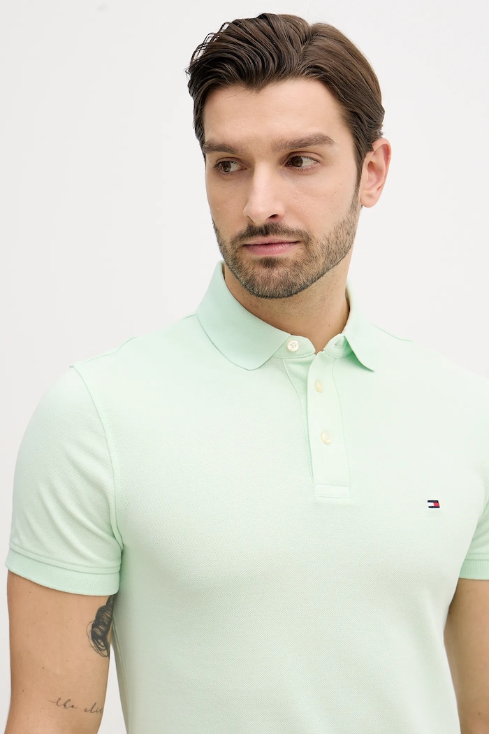 Tommy Hilfiger polo tričko bavlnené s elastanom zelená MW0MW17771.