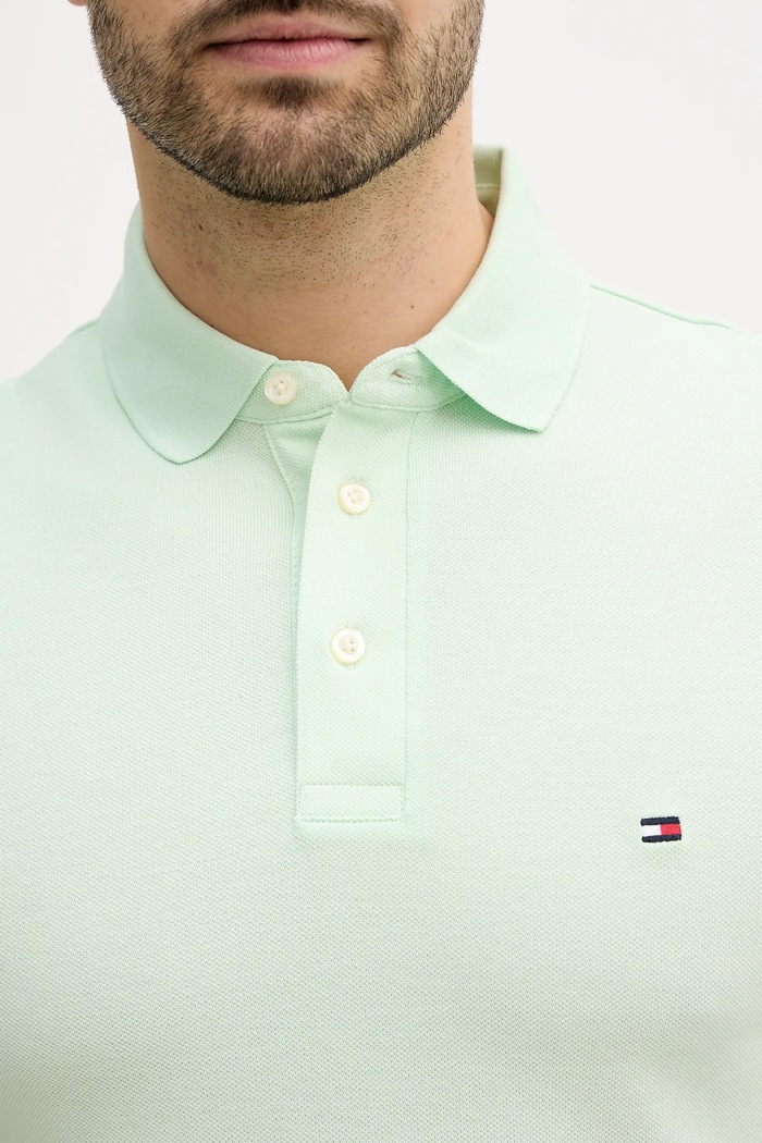 Tommy Hilfiger polo tričko bavlnené s elastanom MW0MW17771. zelená