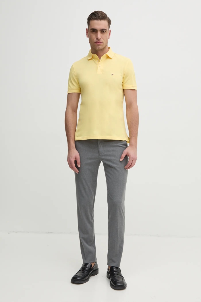 Tommy Hilfiger polo bavlněné s elastanem MW0MW17771. žlutá SS26