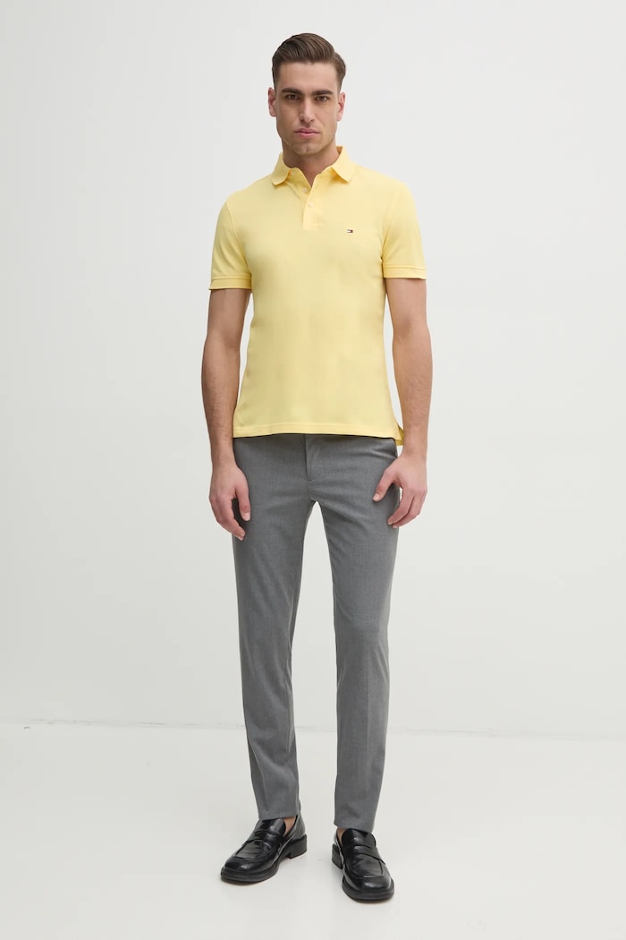 Tommy Hilfiger polo bavlněné s elastanem MW0MW17771. žlutá SS26