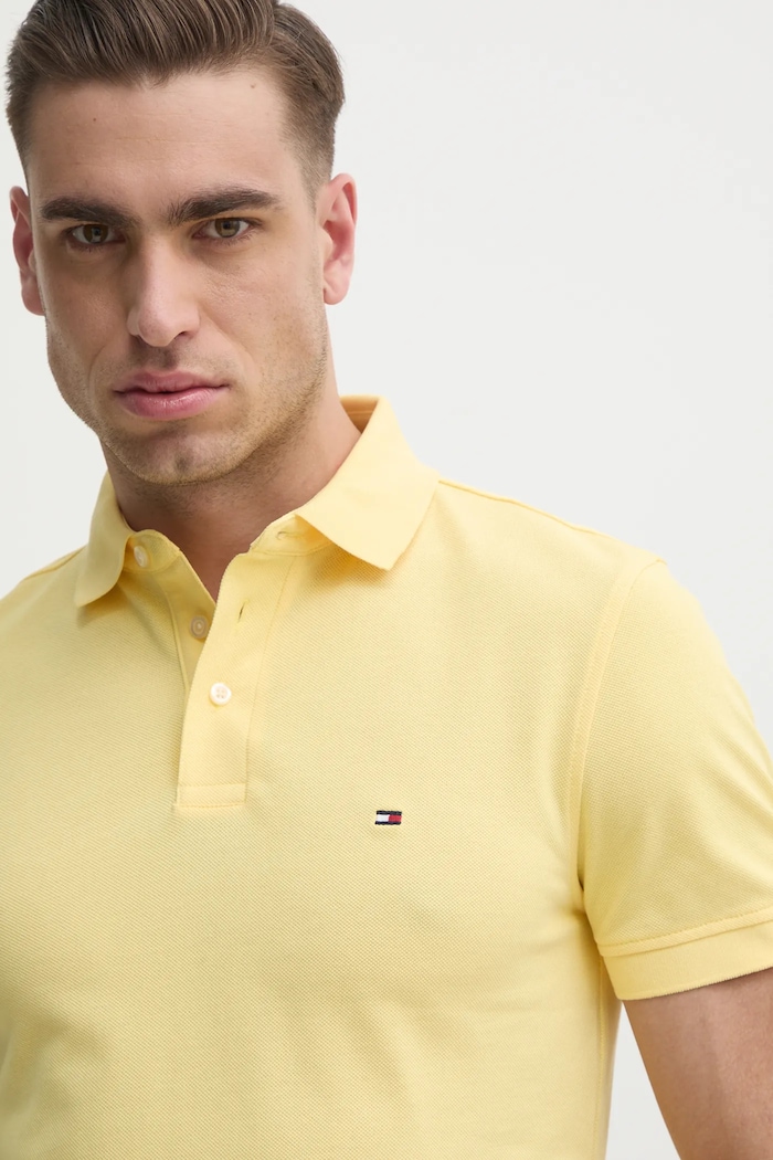Tommy Hilfiger polo bavlněné s elastanem žlutá MW0MW17771.