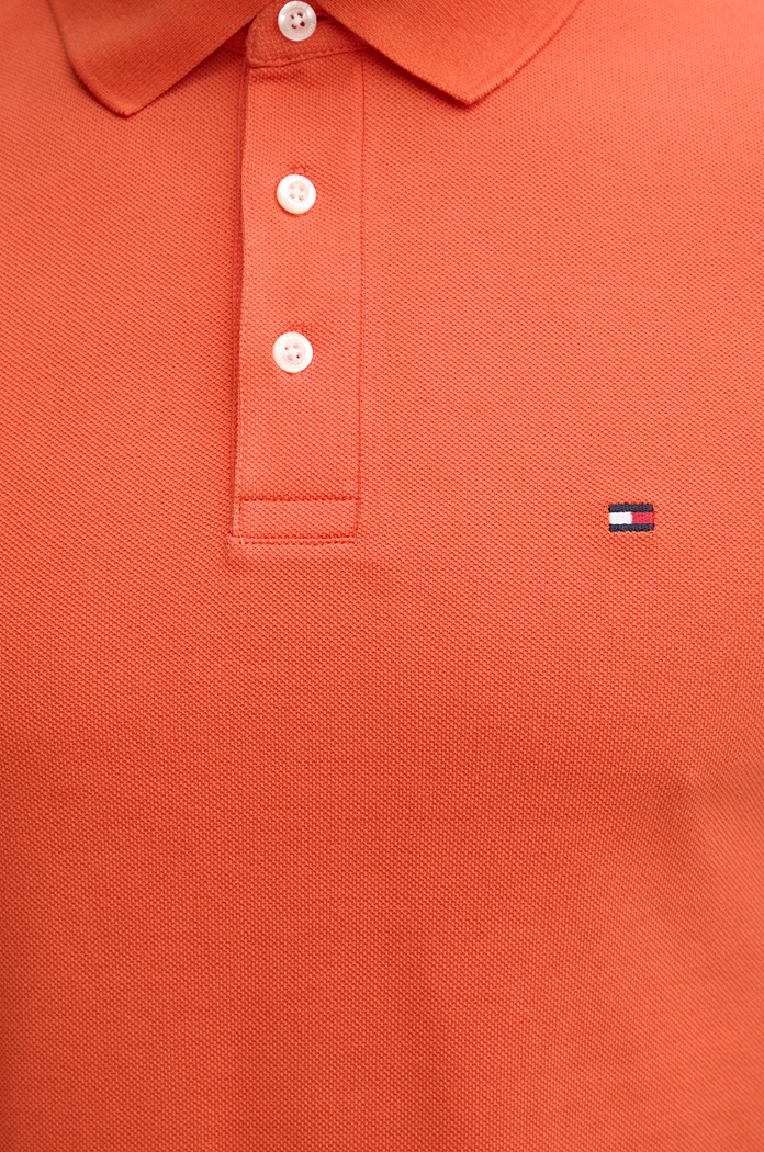 Tommy Hilfiger polo tričko bavlnené s elastanom MW0MW17771. oranžová
