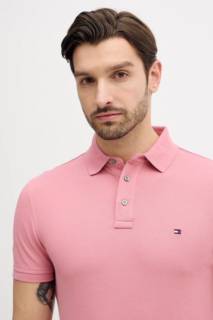 Tommy Hilfiger polo tričko bavlnené s elastanom ružová MW0MW17771.