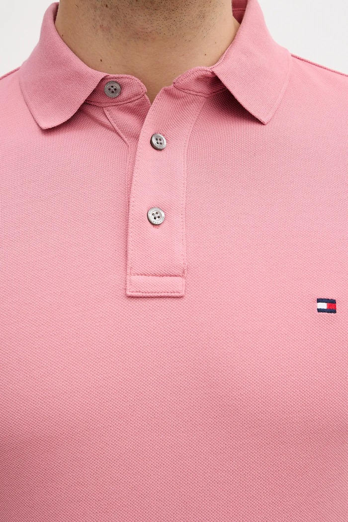 Tommy Hilfiger polo tričko bavlnené s elastanom MW0MW17771. ružová