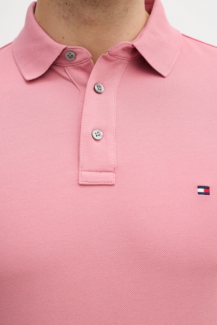 Tommy Hilfiger polo tričko bavlnené s elastanom MW0MW17771. ružová