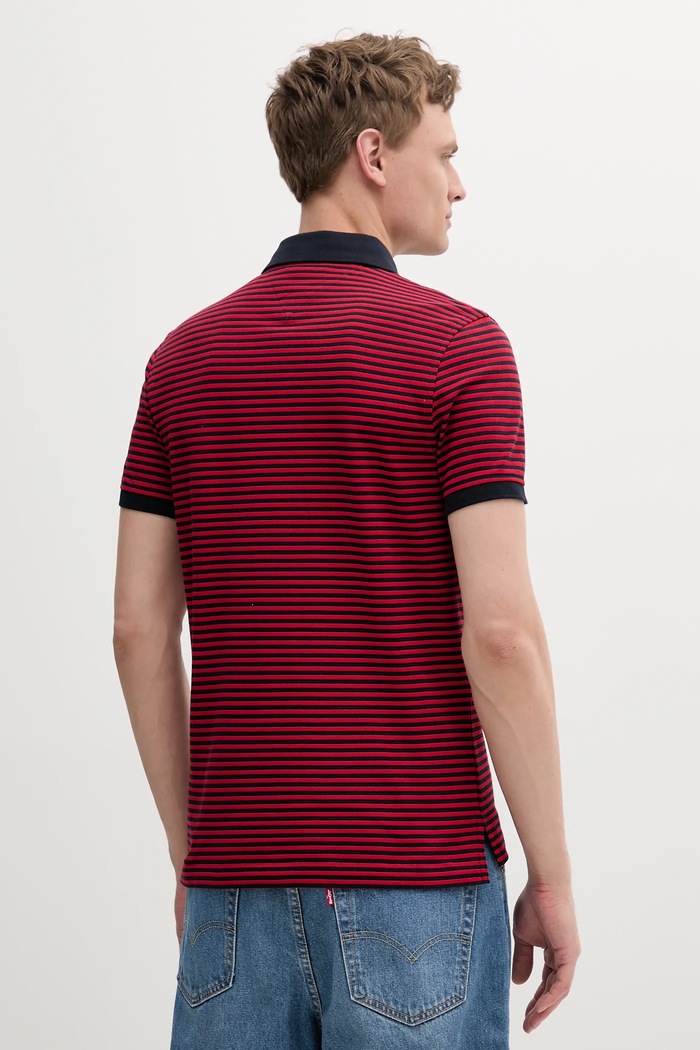 Tommy Hilfiger polo tričko bavlnené s elastanom MW0MW17771. červená SS26