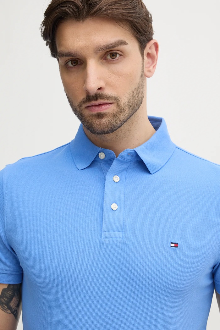 Tommy Hilfiger πόλο βαμβάκι με ελαστάν slim μωβ MW0MW17771.