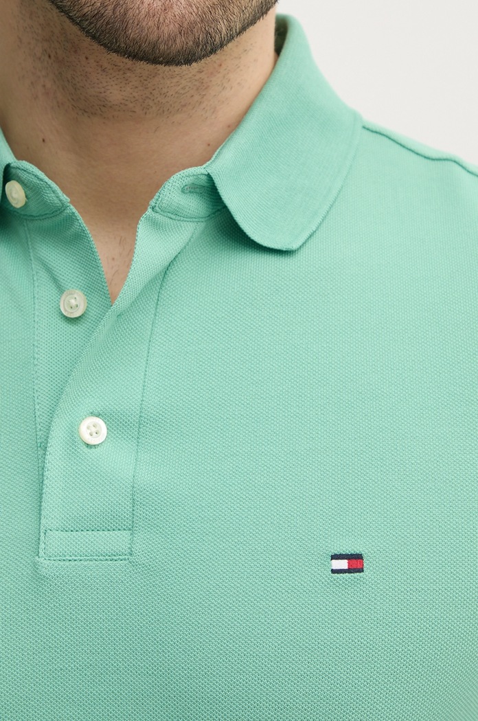 Tommy Hilfiger polo bavlněné s elastanem MW0MW17771. zelená