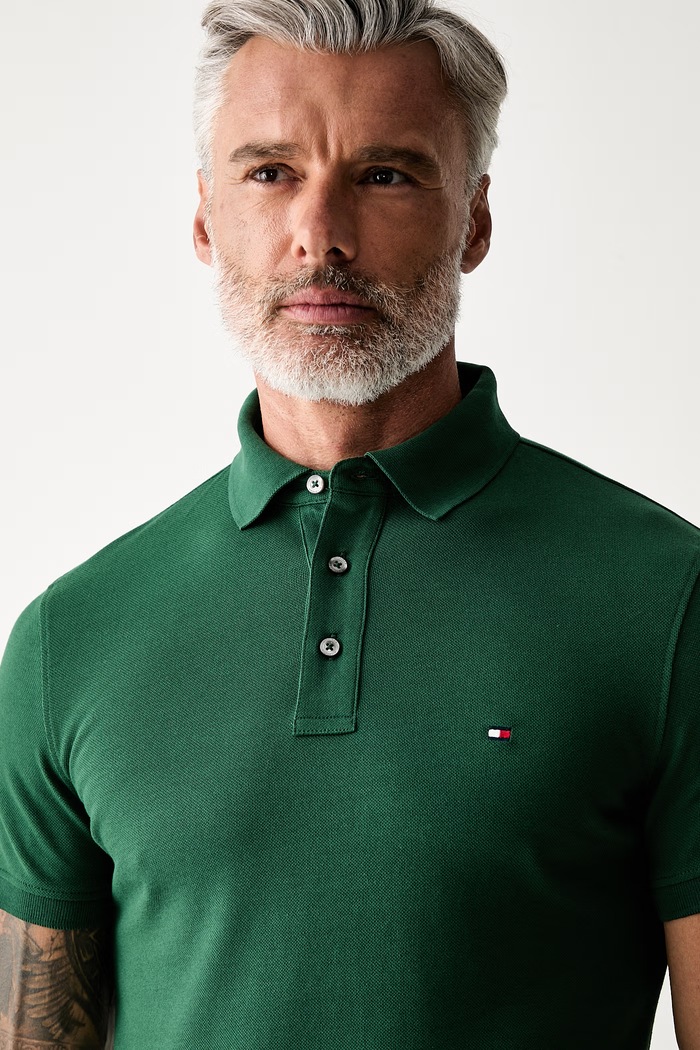 Tommy Hilfiger polo bawełniane z elastanem zielony MW0MW17771.
