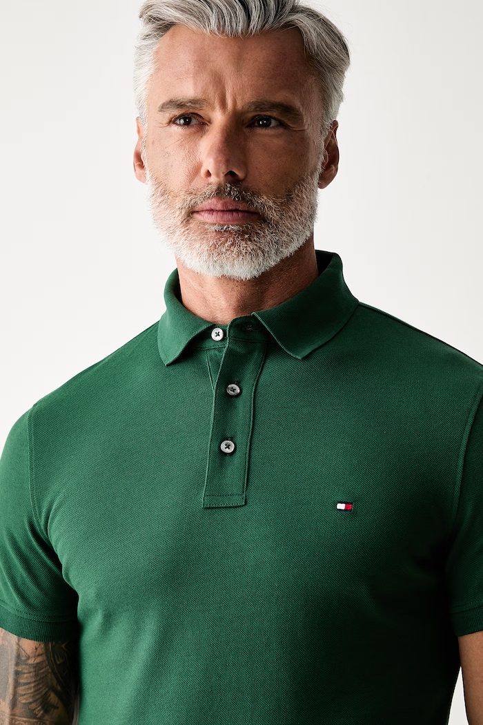Tommy Hilfiger polo bawełniane z elastanem zielony MW0MW17771.