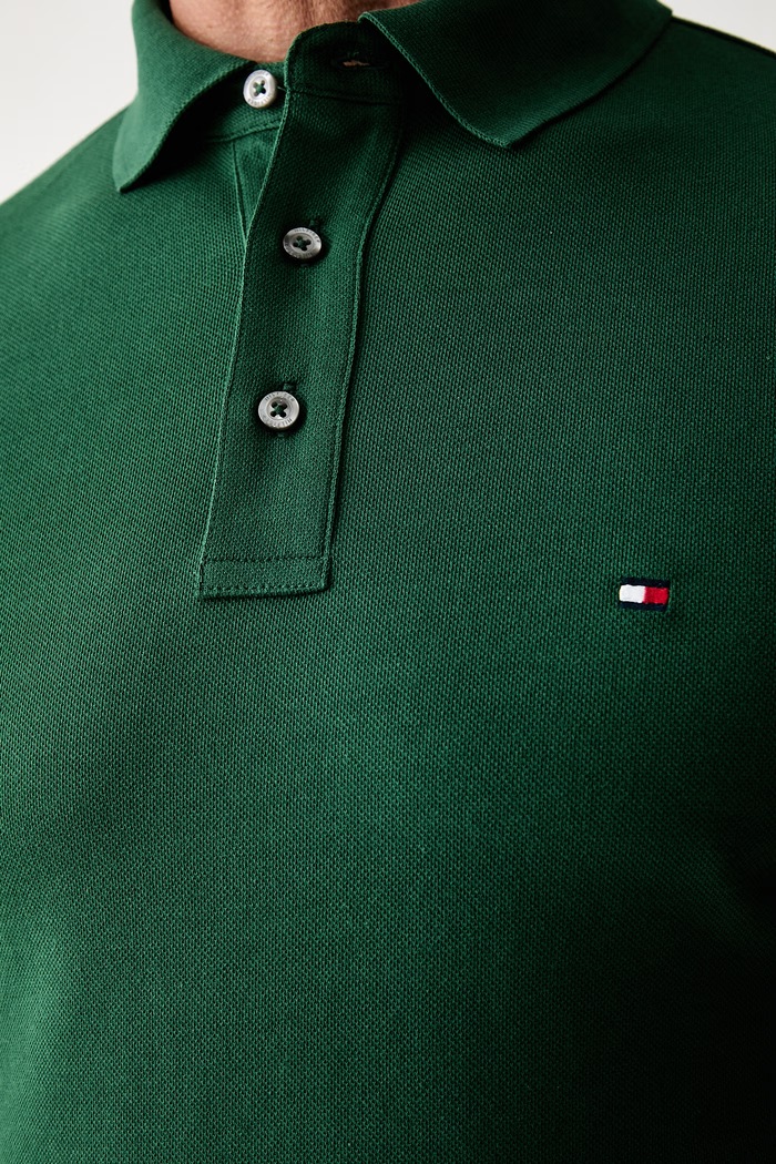 Tommy Hilfiger polo bawełniane z elastanem MW0MW17771. zielony