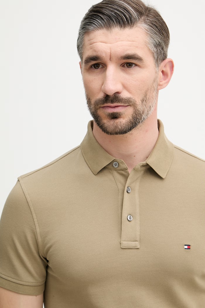 Tommy Hilfiger polo tričko bavlnené s elastanom zelená MW0MW17771.