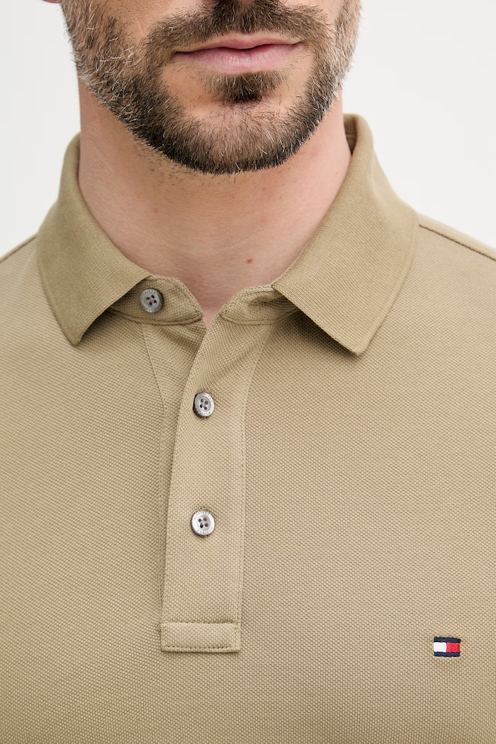 Tommy Hilfiger polo tričko bavlnené s elastanom MW0MW17771. zelená