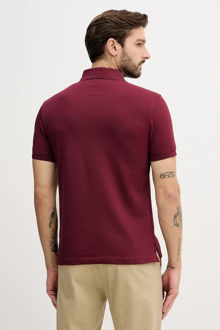 Oblečenie Tommy Hilfiger Polo tričko bavlnené s elastanom MW0MW17771. burgundské